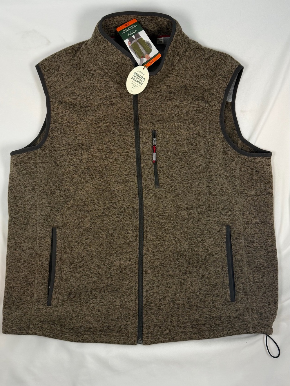 Orvis Men's Heathered Brown Full-Zip Fleece Vest